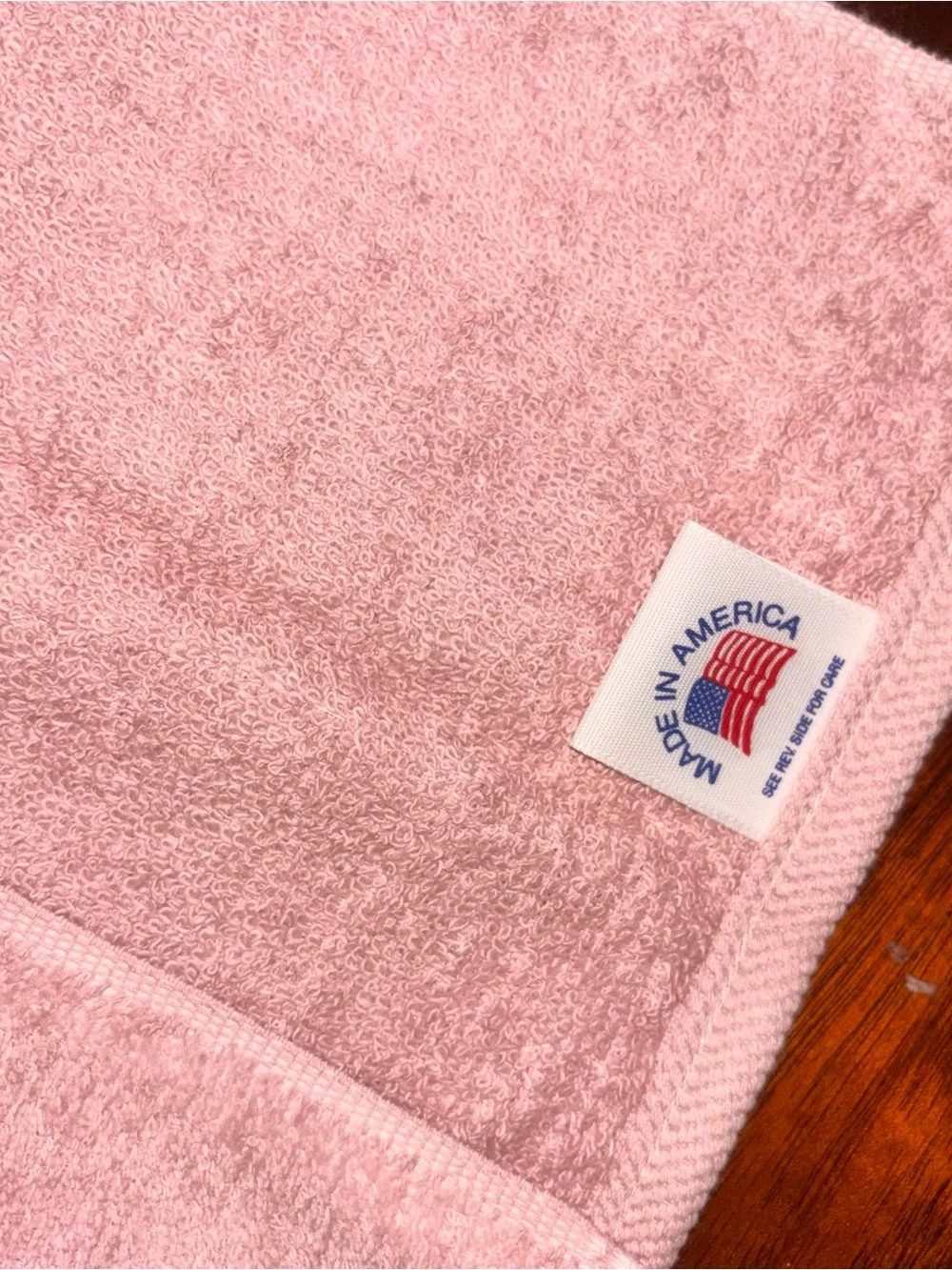Vintage made in the USA pastel pink towel set Ecru lace trim floral unused